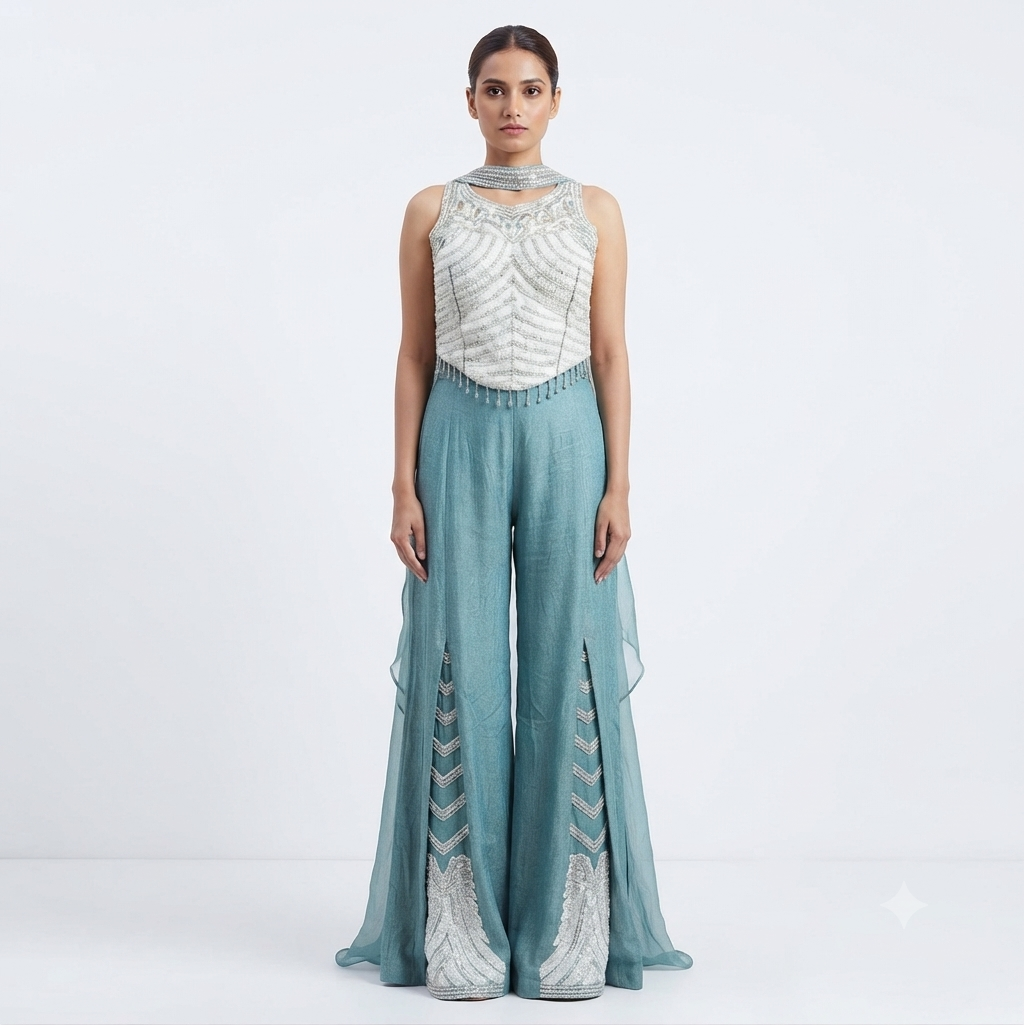 Designer Palazzo Set / Indowestern Co-ord Set 