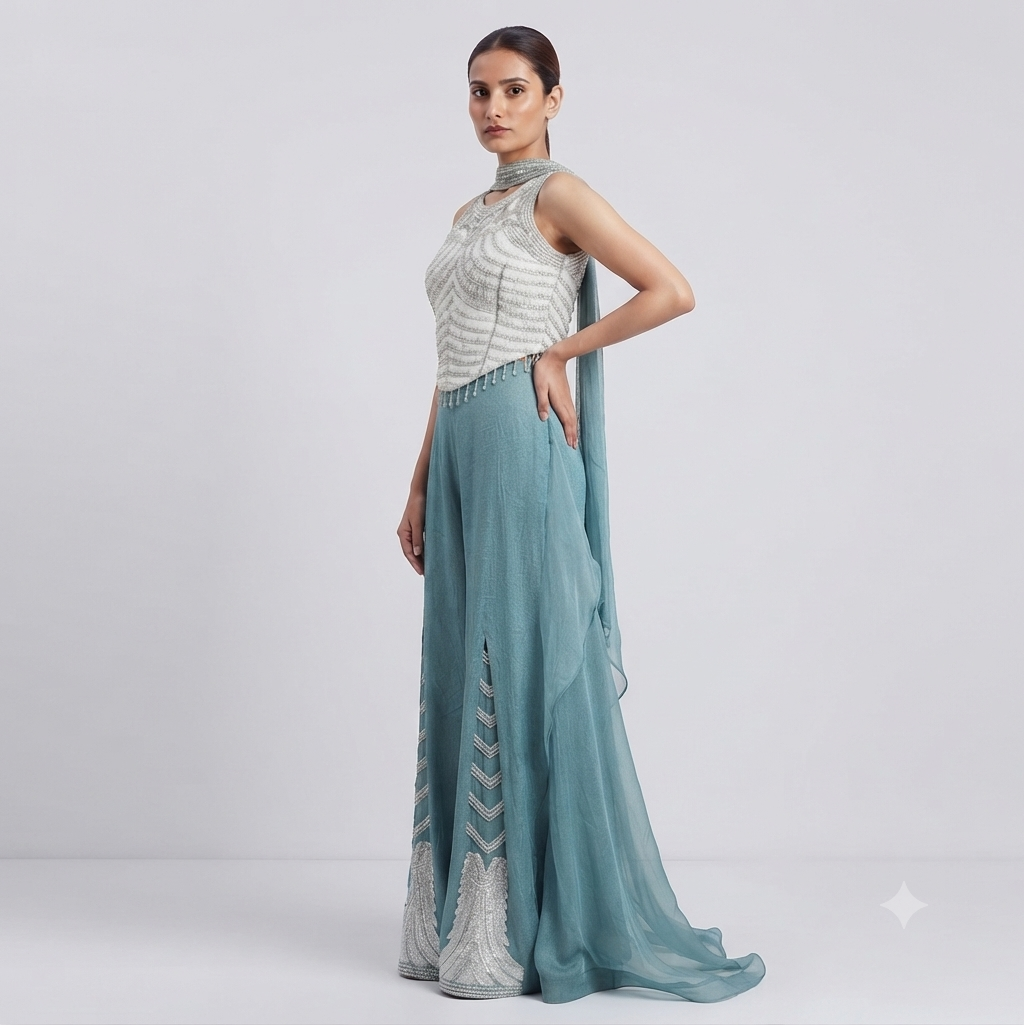 Designer Palazzo Set / Indowestern Co-ord Set 