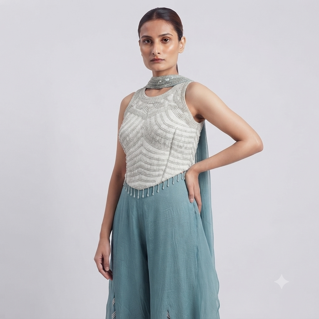 Designer Palazzo Set / Indowestern Co-ord Set 